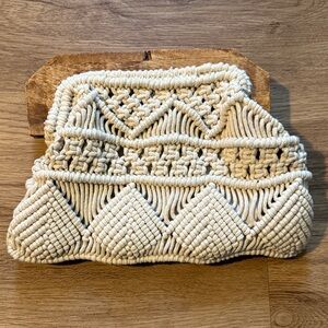 Cream Macrame Clutch